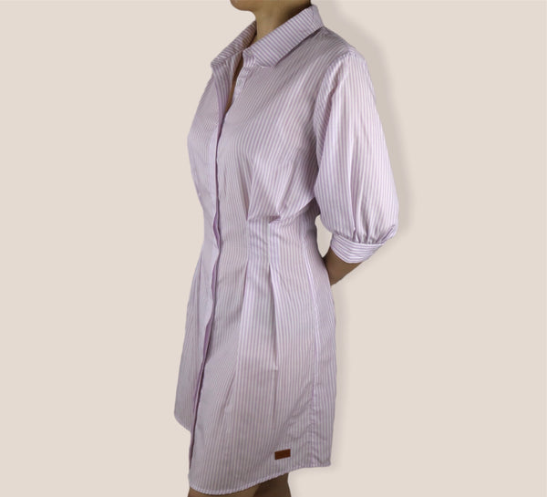 3/4 Sleeves Stripe Dress - Lavender Pink (DMSSSWLP)