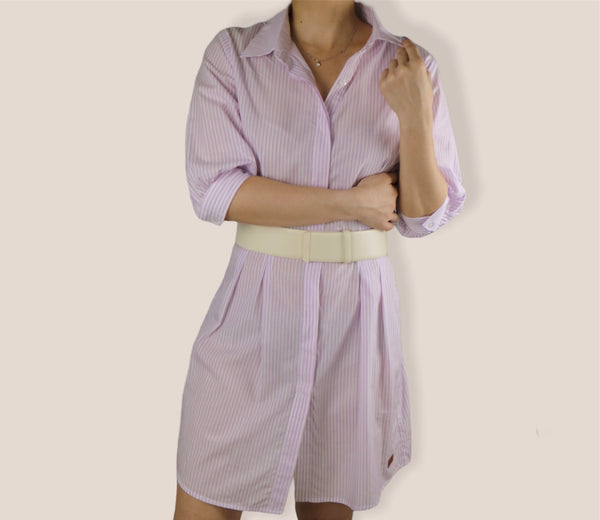 3/4 Sleeves Stripe Dress - Lavender Pink (DMSSSWLP)