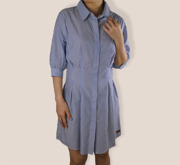 3/4 Sleeves Stripe Dress - Presidential Blue (DMSSSWPB)