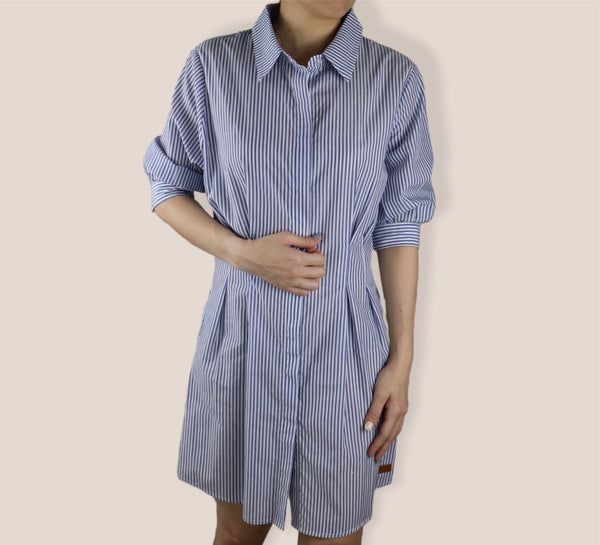 3/4 Sleeves Stripe Dress - Presidential Blue (DMSSSWPB)