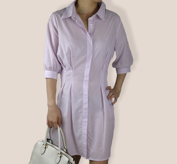 3/4 Sleeves Stripe Dress - Lavender Pink (DMSSSWLP)