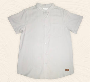 Plain Short Sleeves Mandarin Collar Shirt - Grey White (SHSSHUGW)