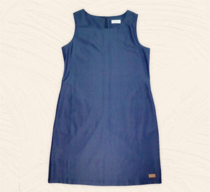 Plain Sleeveless A-Line Dress - Denim Blue (DMSLHUDB)