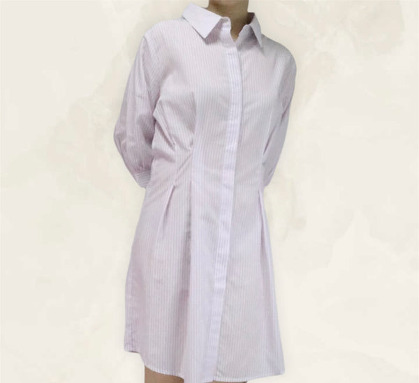 3/4 Sleeves Stripe Dress - Lavender Pink (DMSSSWLP)