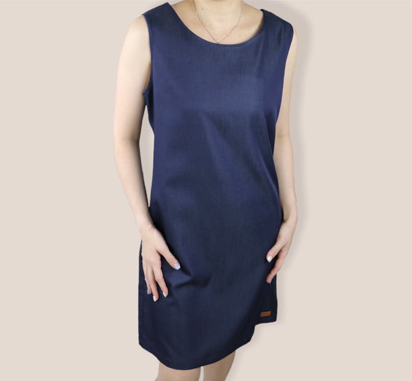 Plain Sleeveless A-Line Dress - Denim Blue (DMSLHUDB)