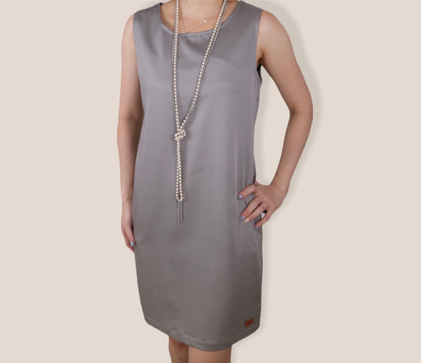 Plain Sleeveless A-Line Dress - Thunder Grey (DMSLHUTG)