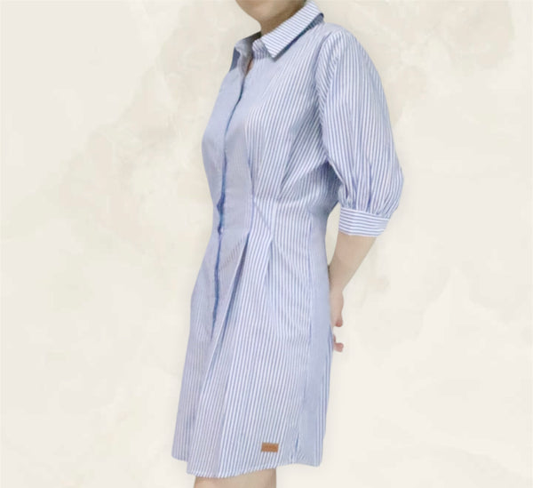 3/4 Sleeves Stripe Dress - Presidential Blue (DMSSSWPB)